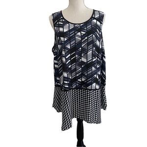 Women's Alfani Plus Size Sleeveless Blue & Black Tunic Size 16W
